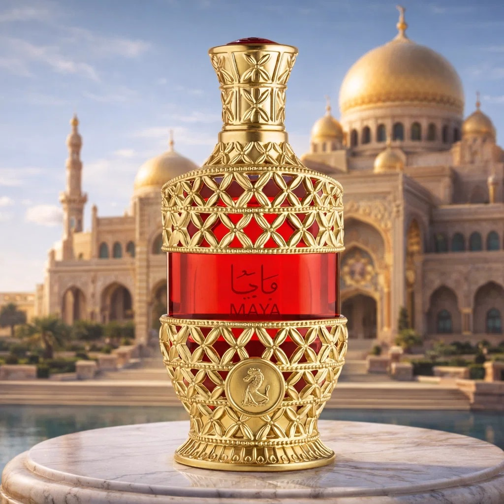 Frasco de perfume de luxo dourado